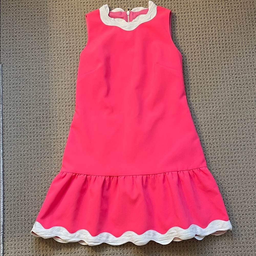 Sail to Sable neon pink Sleeveless Dress with White Trim